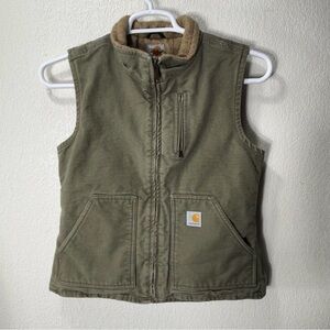 Carhartt Lined Canvas Duck Vest Women's Medium Green WV001 LOV Workwear